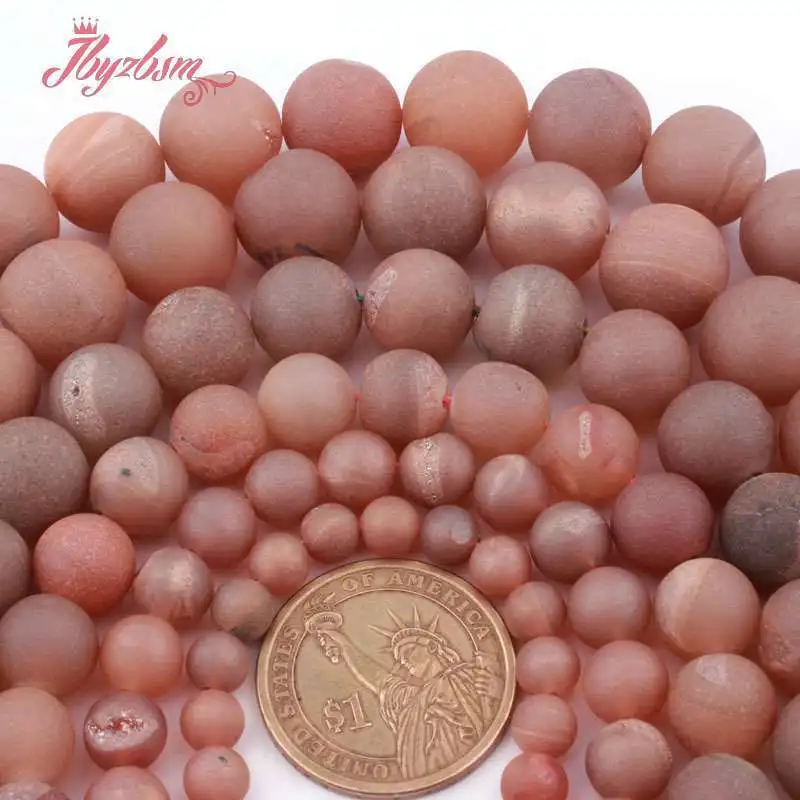 

Round Pink Geode Agates Druzy Agates Natural Stone Loose Beas15" for DIY Accessories Women Men Jewerly Making 8.10.12.14mm