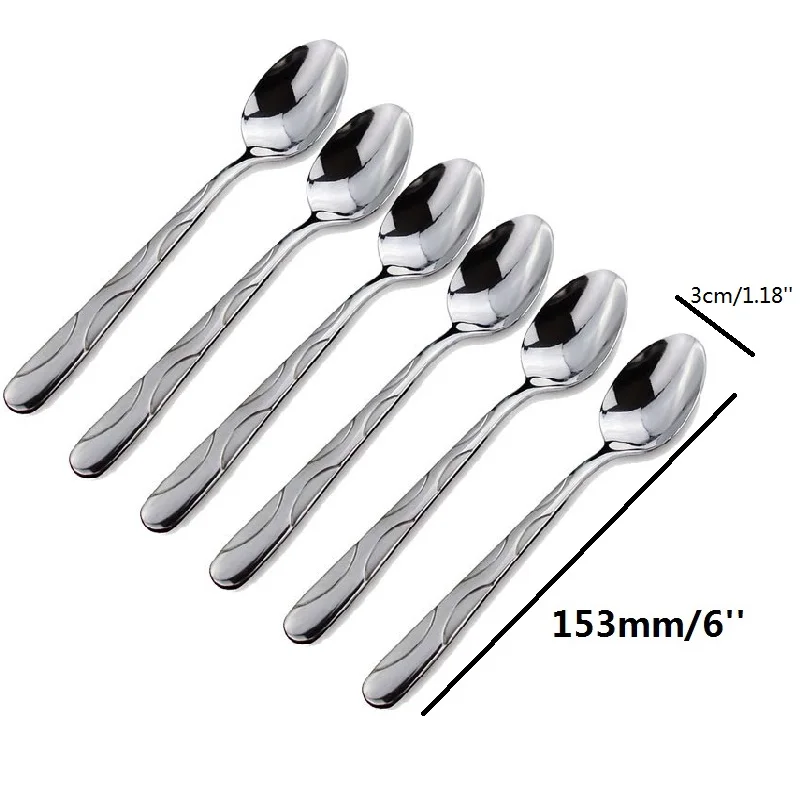 6 дюймов (15 см) Нержавеющая сталь Чай Ложка свадебный столовые приборы мороженое