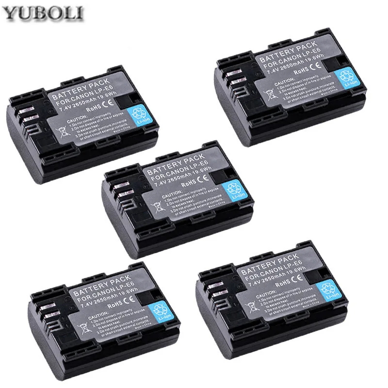 Аккумулятор 2650 мАч LP E6 LPE6 LP-E6 E6N Аккумулятор для камеры Canon EOS 5DS R 5D Mark II 5D Mark III 6D 7D 80D EOS 5DS R