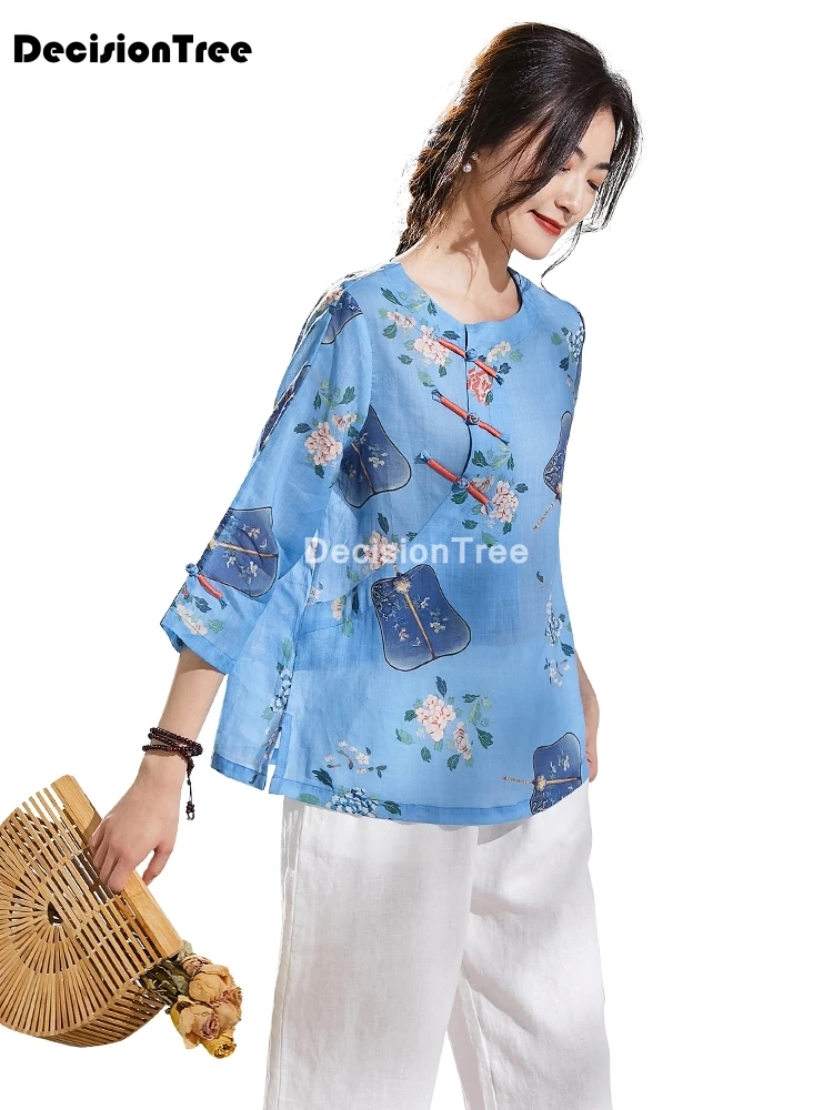 

Традиционная китайская кружевная блузка в восточном стиле Ципао 2022, женская блузка в китайском стиле, рубашки в китайском стиле Ципао, блуз...