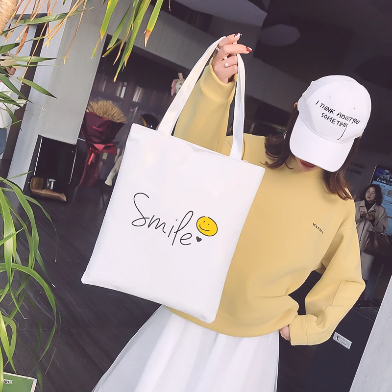 

Eco Friendly Tote Bag Canvas Large Shopping Bags for Boutique Reusable Grocery Bag Women Cartoon Print Nylon Shoulder Bag Sac