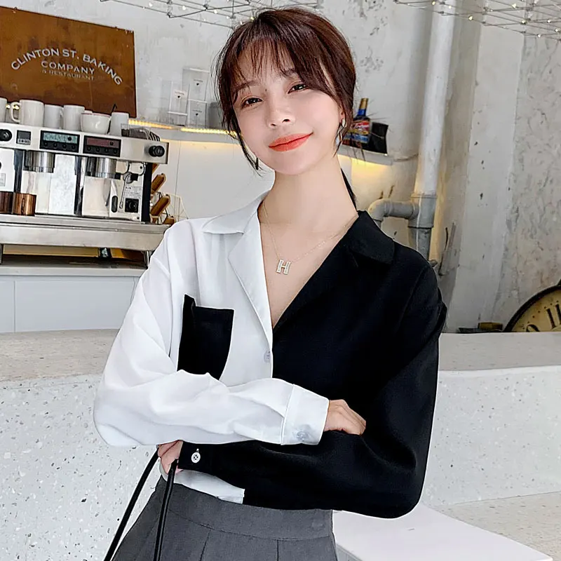 Блузка женская мода 2020 рубашка одежда корейский стиль длинный рукав Топ Осень