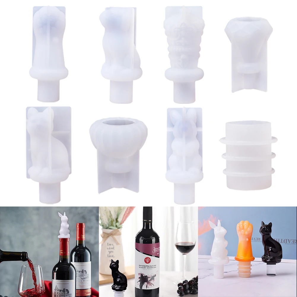 

Red Wine Bottl ​Stopper Bottle Silicone Mould DIY Crystal Epoxy Resin Mold Crown Cat Claw Rabbit Cork for Upscale bar HOT