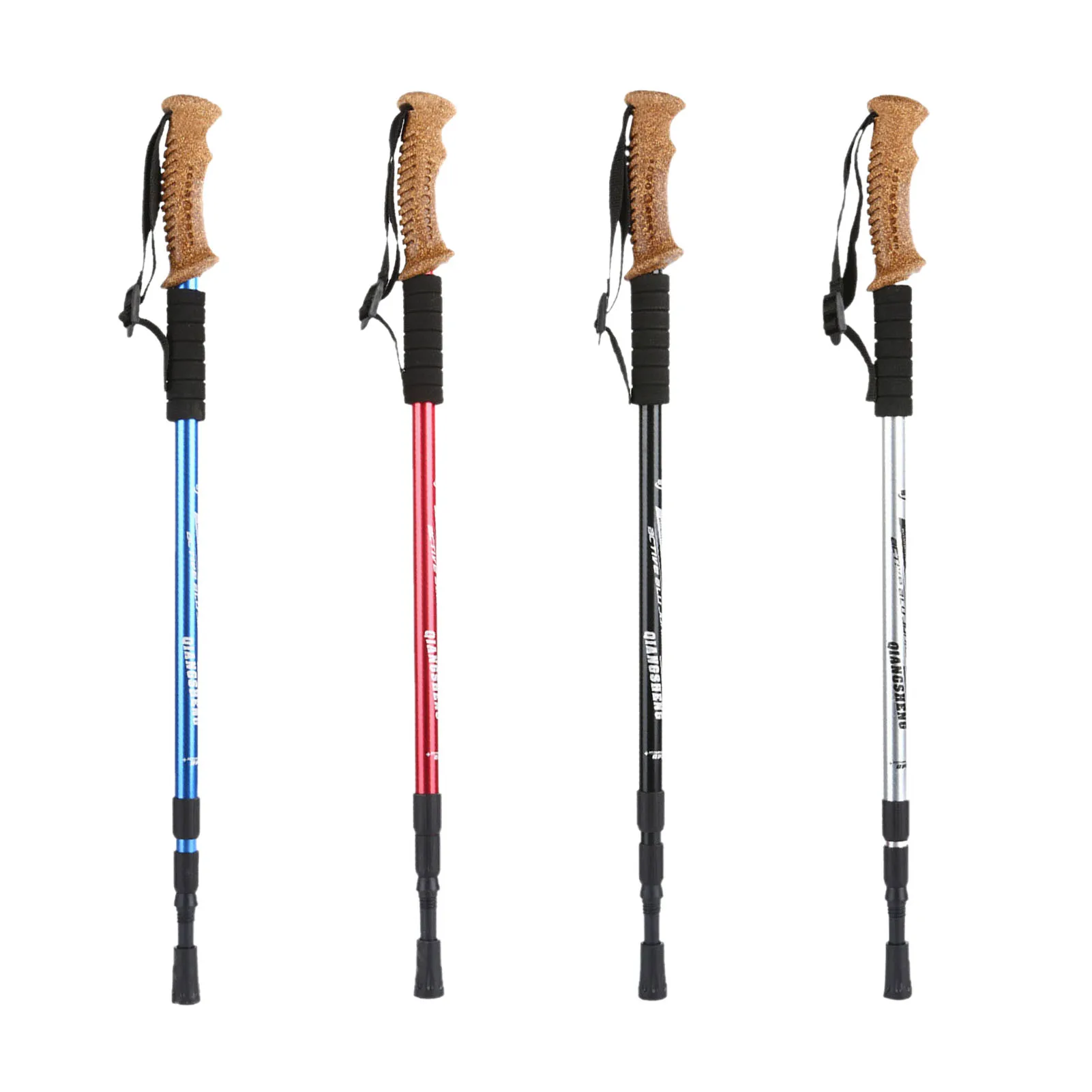 

2pcs 3-Section Camping Trekking Poles Adjustable Telescopic Aluminum Alloy Walking Sticks Cork Stick For Campng Hiking Equipment