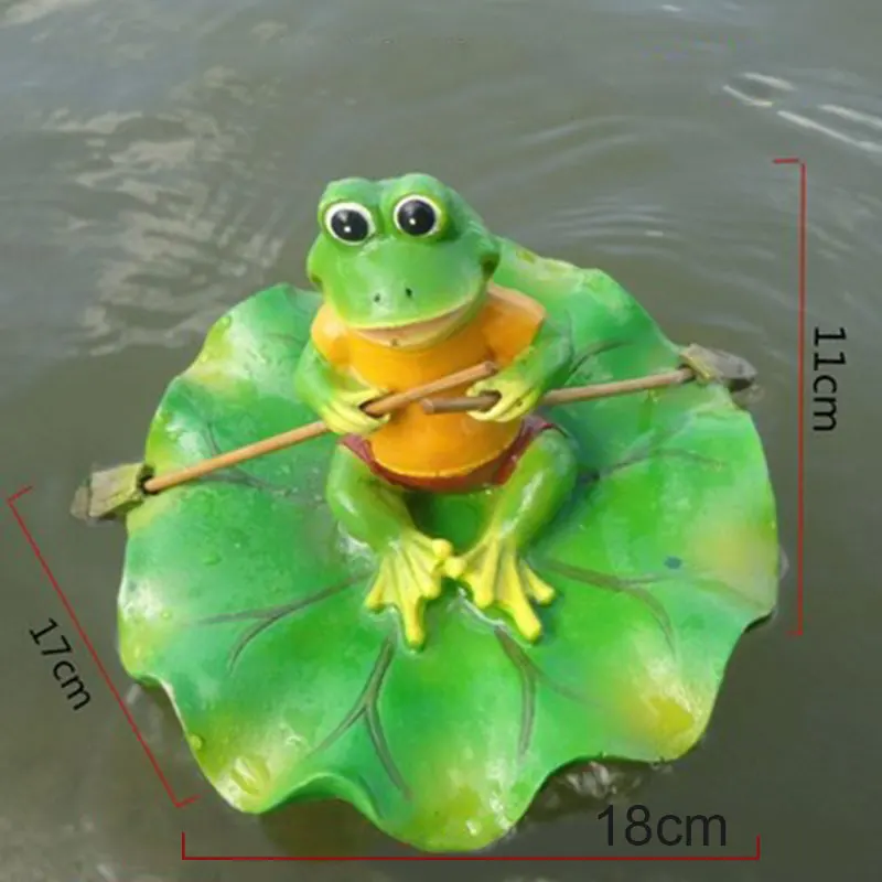 

Floating Frog Water Ornament Animal Resin Sculpture for Micro-landscape Pool Frog on A Lotus Leaf HK3