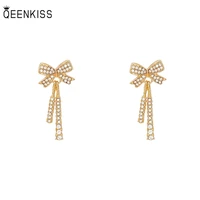qeenkiss eg7460 fine jewelry wholesale trendy woman birthday wedding gift bow zircon 925 sterling silver needle stud earrings