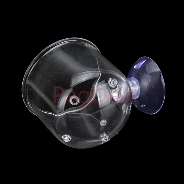 Большая стеклянная чашка для кормления с отверстием рыбной пищи всасыванием