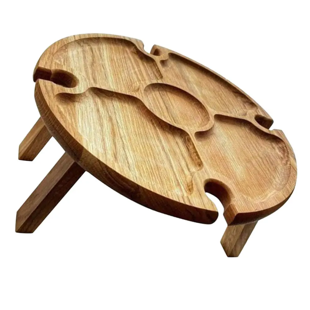 

1Pc Picnic Glass Rack Outdoor Table Collapsible Wooden Table Khaki