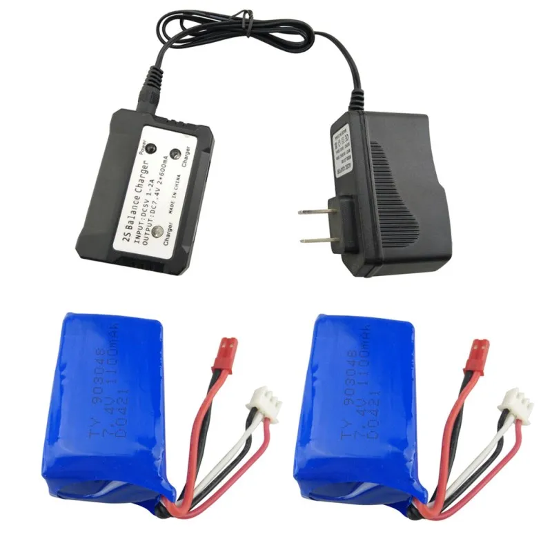 Литиевая батарея 7 4 V 1100mAh с зарядным устройством 2 в 1 для WLtoys A949 A959 A969 A979 S989 V912 T912 T23