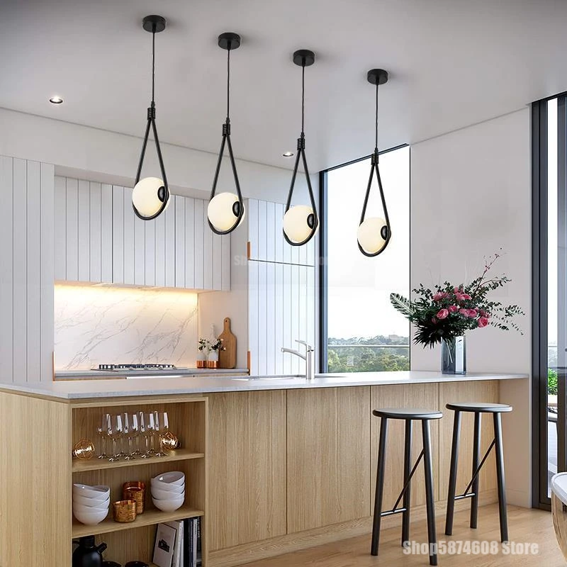 Современные стеклянные подвесные светильники Нордический ресторан Бар Декоративные подвесные лампы Гостиная Кухня Освещение.