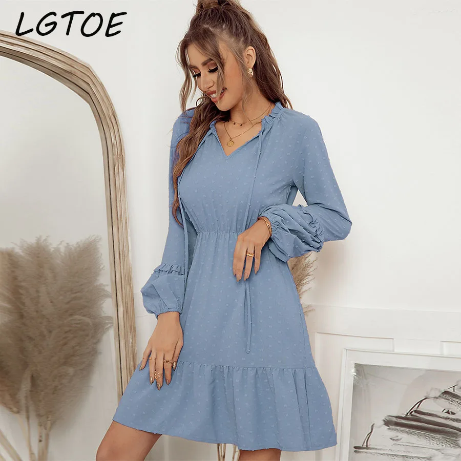 

Spring Summer Midi Dress Women Basic Vestidos Long Sleeve Waist Tight A-Line Dresses Female Korean Fashion Casual Clothes 2022