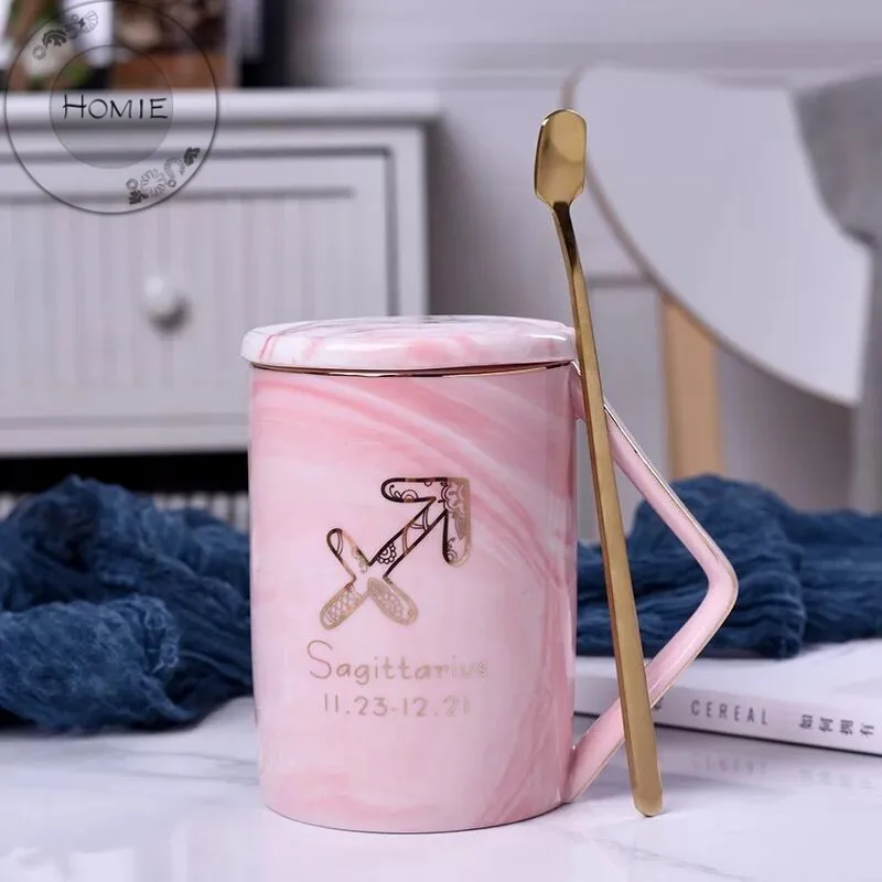 Творчество Мрамор 12 созвездий Керамика Кофе чашка с блюдцем набор молока Чай