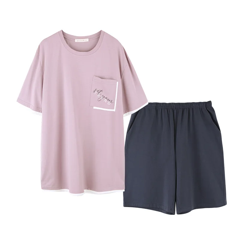 

Men's bamboo fiber pajamas summer new short-sleeved round neck home service suits Men's bamboo cotton pajamas