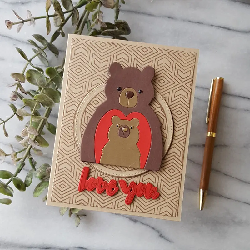 

Cute baby bear Flaming Print Decoration Metal Die Cutting 2021 New Diy Die Molds Scrapbooking Paper Making Cuts Crafts Big Die