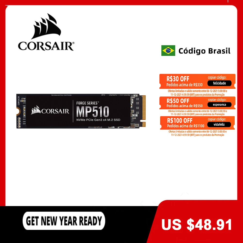 CORSAIR FORCE Series MP510 SSD 240GB NVMe PCIe Gen3 x4 M.2 SSD 480GB 960GB 1920GB Solid State Storage 3,000MB/s m.2 2280 laptop