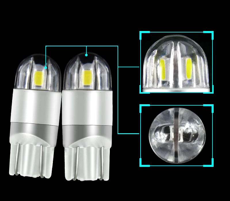 

4PCS 3W T10 194 LED Light Bulbs 3030 2SMD Wedge Interior Dome Map License Plate Side Marker Lights Lamp W5W 158 168 White 12 24V
