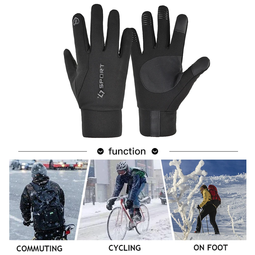 

1 Pair Anti-slip Cycling Gloves Winter Warm Waterproof Fleece Outdoor Gloves Touch Screen Windproof Skiing Sports Gloves