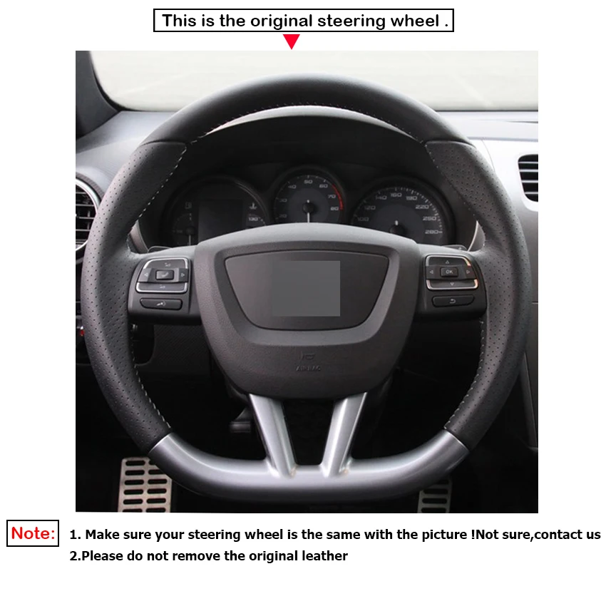 Черный ПУ Искусственная Кожа DIY Чехол рулевого колеса автомобиля для Seat Leon Altea Cupra