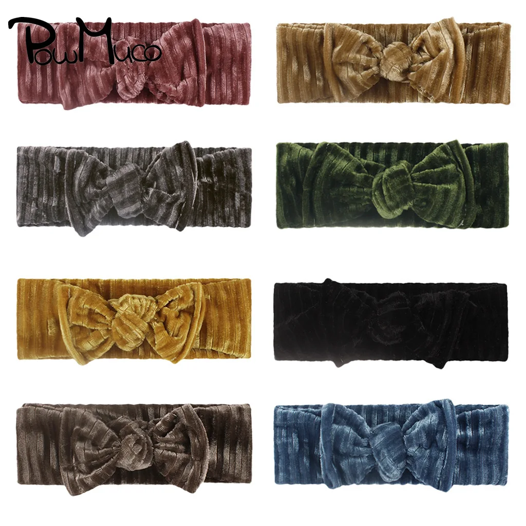 

Powmuco 18*6,5 см однотонные Цвет полосатый золото бархат; Повязка на голову с украшением-бантом, для маленьких девочек эластичная повязка на голо...