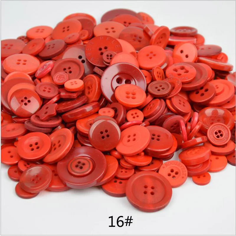 16 big red 600 шт./лот L/M/S Смешанная загрузка смолы кнопка швейные пуговицы ремесла для DIY скрапбукинга детская одежда пуговицы - Цвет: 16 big red