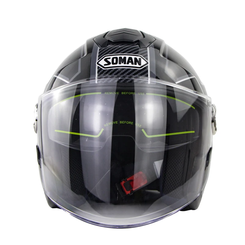 Мотошлем мотоциклетный Soman SM519 одобрен ECE с двойным козырьком 3/4 Bluetooth