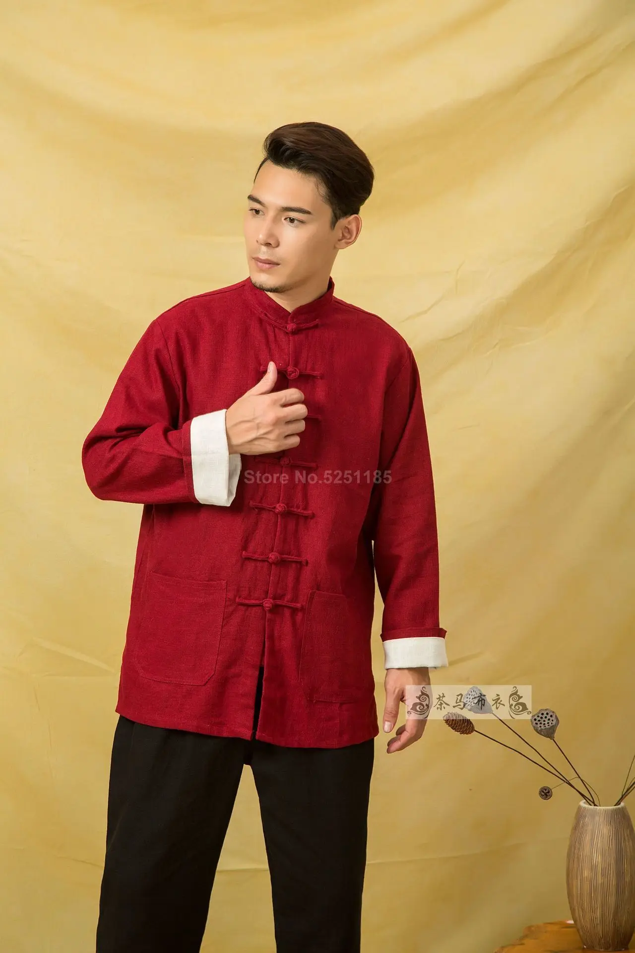 Осенние мужские льняные куртки Hanfu в китайском стиле, традиционные топы, костюм Tang, Свободная блуза с длинными рукавами, Восточная одежда Kung Fu Asia