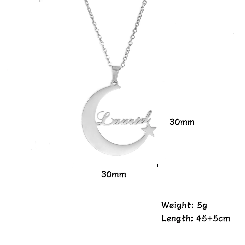 

Custom Personalized Moon Name Necklace Letter Love Stainless Steel Rose Gold Color Pendant Necklaces Gift For Man Women Jewelry