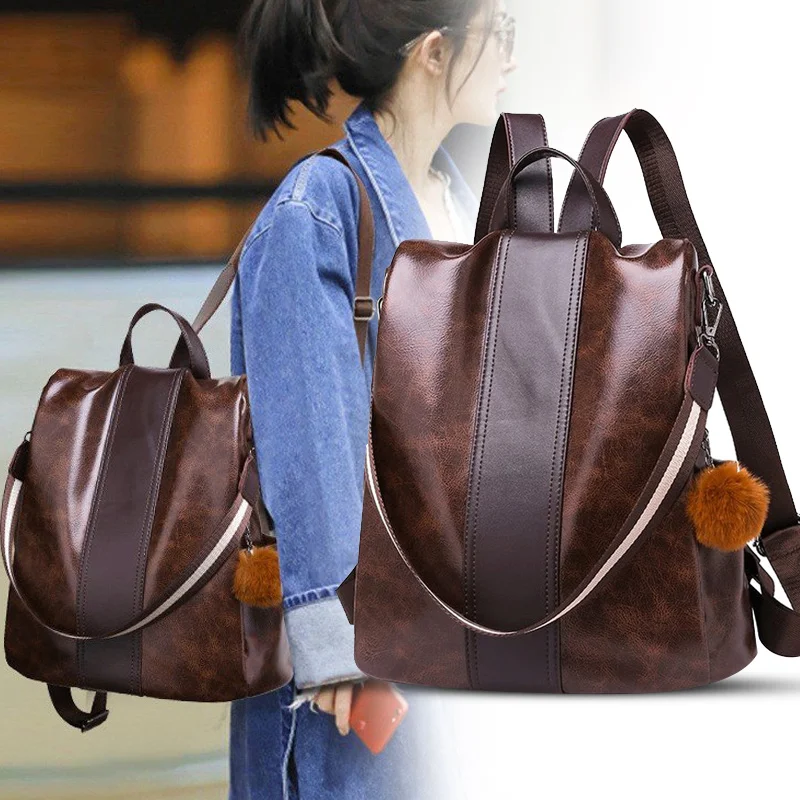 

Hot Selling Women Anti-Theft Waterproof Backpack PU Leather Large Shoulder Bags