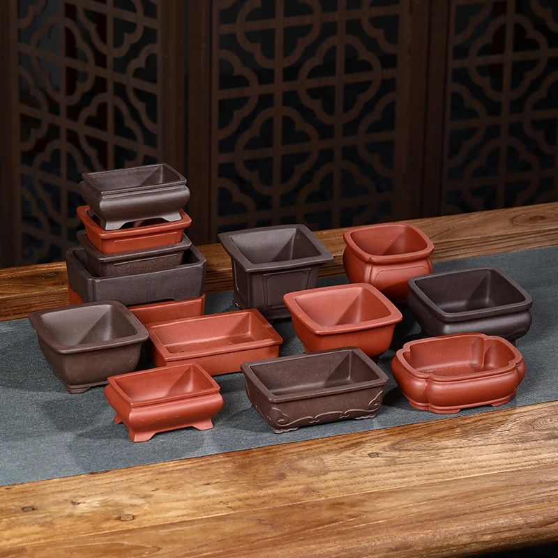 Однотонный Фиолетовый Глиняный цветочный горшок в стиле ретро маленький цветок