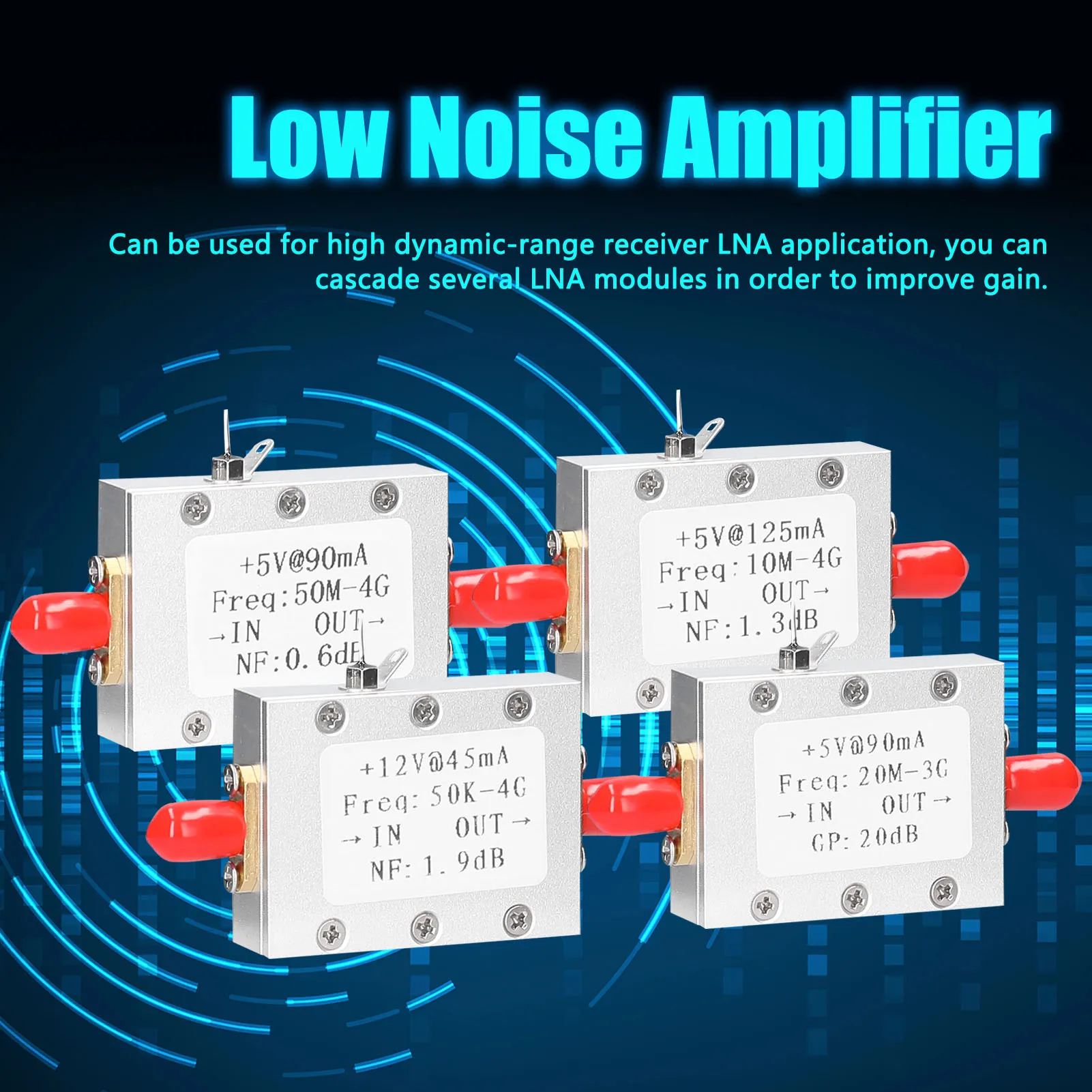 + 5 В @ 90 мА малошумный усилитель радиомодуля LNA 50M-4 ГГц частота NF = 0.6dB RF FM HF VHF / UHF Ham Радио-110 дБм