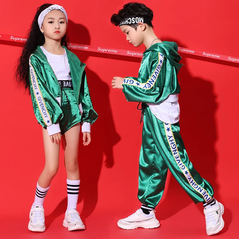 Детские костюмы на день для мальчиков и девочек хип-хоп джаз танец сплошной цвет