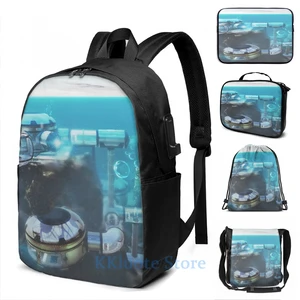 Забавный графический принт, копия subnautica, рюкзак с USB-зарядкой, мужские школьные сумки, женская сумка, дорожная сумка для ноутбука