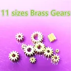 Латунные шестерни с валом 11 размеров, металлический мотор с зубцами, медные осевые шестерни, наборы с отверстием 1 мм, 2 мм, диаметр отверстия, сделай сам, вертолет, робот, игрушки, Прямая поставка