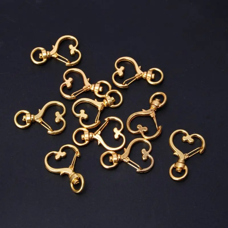 

10Pcs Metal Swivel Lobster Clasp Snap Hook Heart Shape Keychain Jewelry Findings K3ND