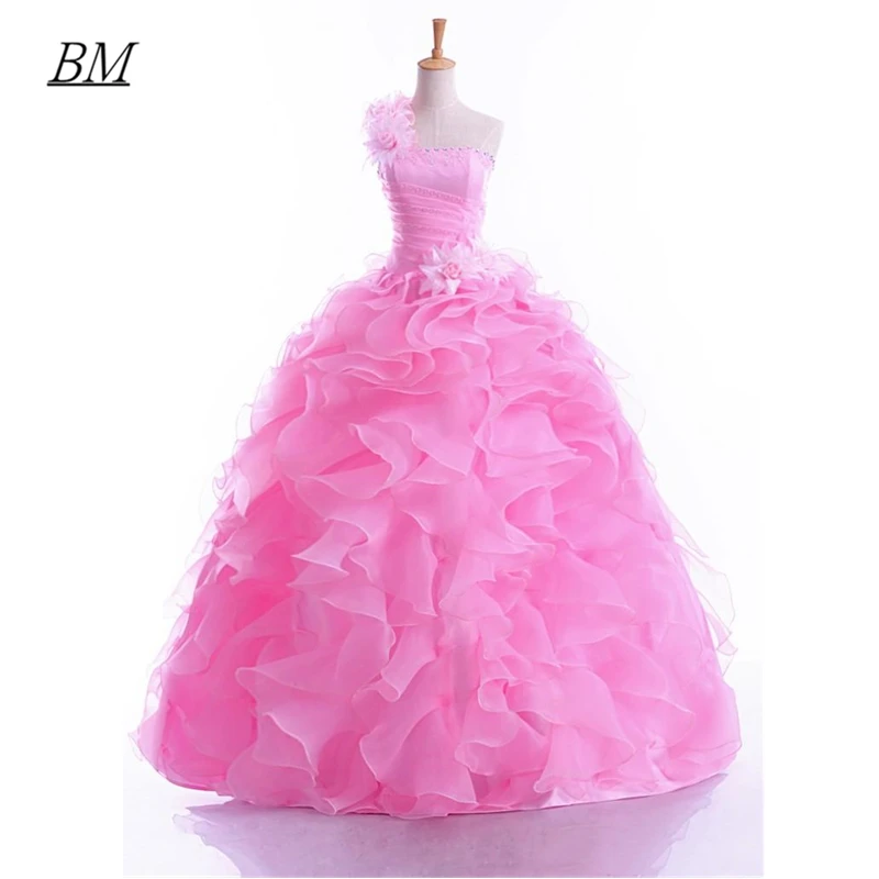 Фото Новое платье Quinceanera на одно плечо BM, бальное платье с бисером для выпускного вечера для девочек 16, праздничное платье принцессы на день рождения BM776 №2