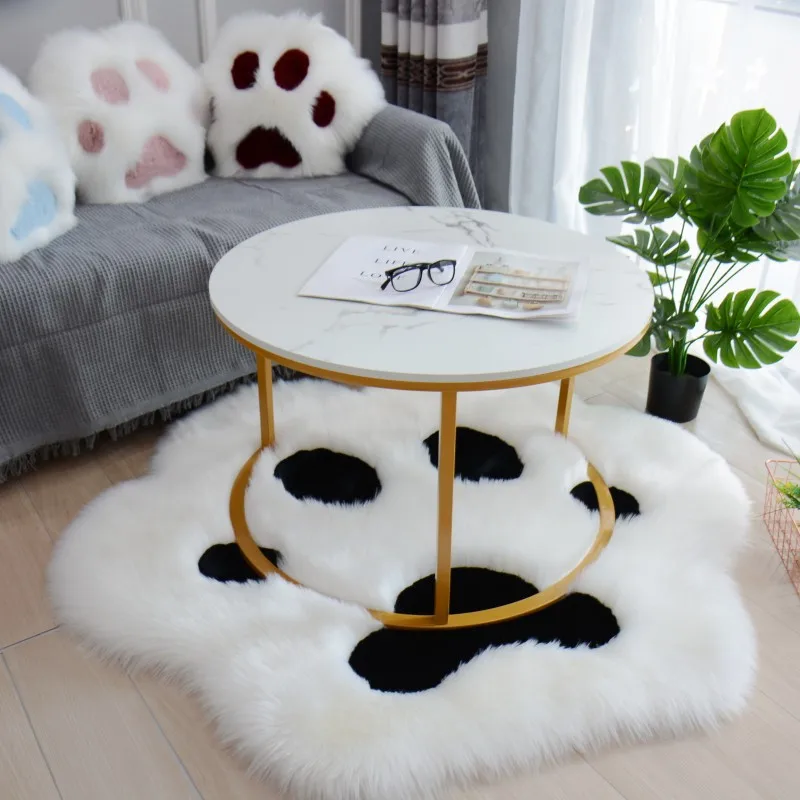 

Cute Cat Paw Pattern Soft Plush Carpet Home Sofa Coffee Table Floor Mat Bedroom Bedside Decorative Carpet