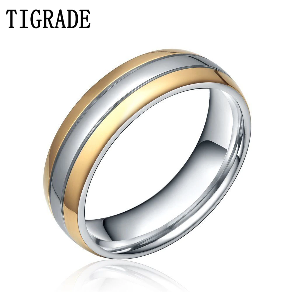 TIGRADE 6mm/8mm Men Women Wedding Rings Simple Engagement Band Eternity Gold Silver Color Titanium Ring anel masculino Sale | Украшения и