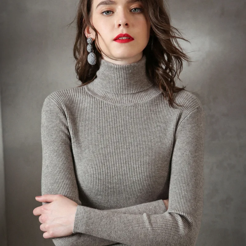 

Женский вязаный свитер с высоким воротником, повседневный мягкий джемпер, Модный облегающий эластичный пуловер, весна-лето 2021