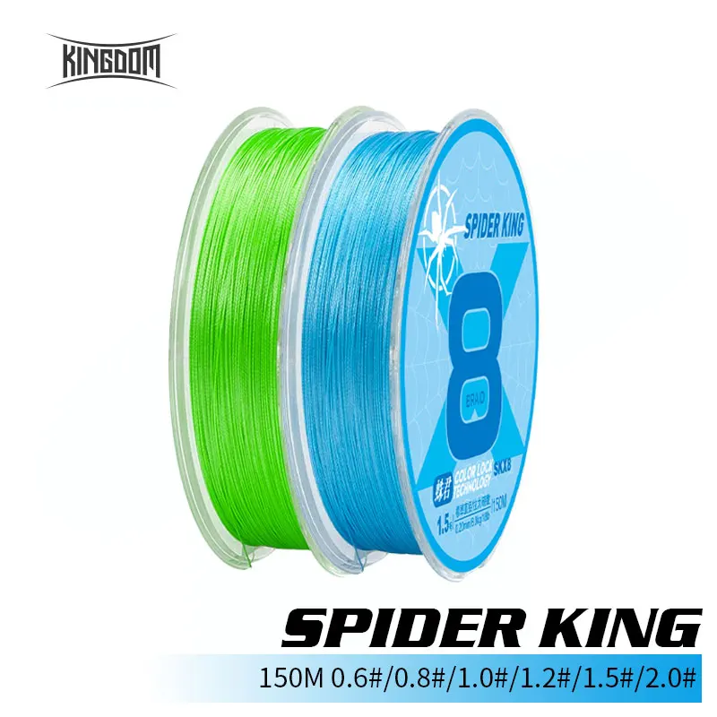 

KINGDOM SPIDER KING 8 Strands PE Line 150m Japan Quality Polythelene Pull Force4.5-10kg Smooth Multifilament Ice Fishing PE Line