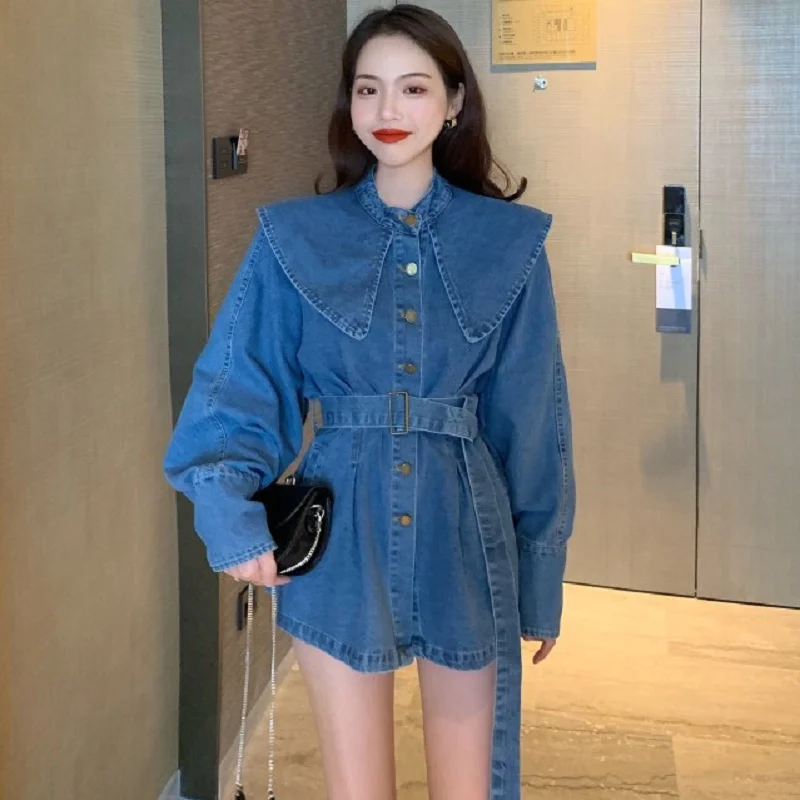 Весенняя длинная стильная блузка GRUIICEEN женская рубашка с поясом воротником Питер