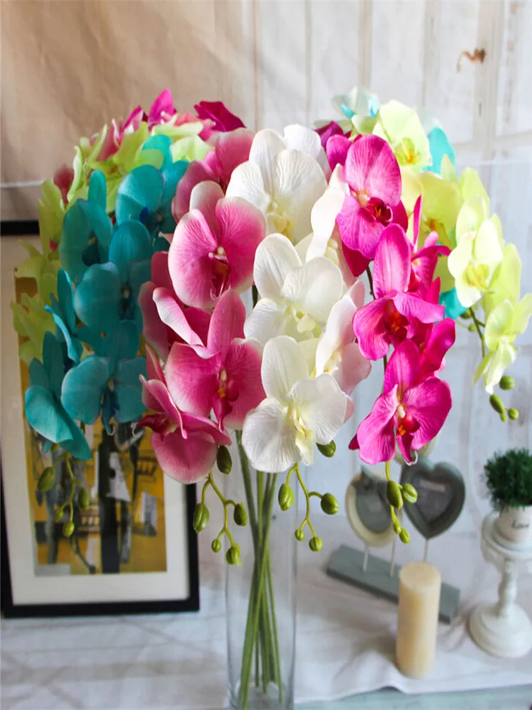 

Artificial Phalaenopsis Popular white Butterfly Orchid flower 78cm/30.71" Length 100Pcs/lot 7 Colors for Wedding Decoration