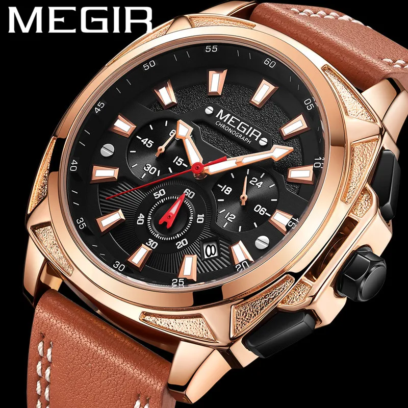 Часы MEGIR мужские в стиле милитари брендовые Роскошные спортивные наручные часы с