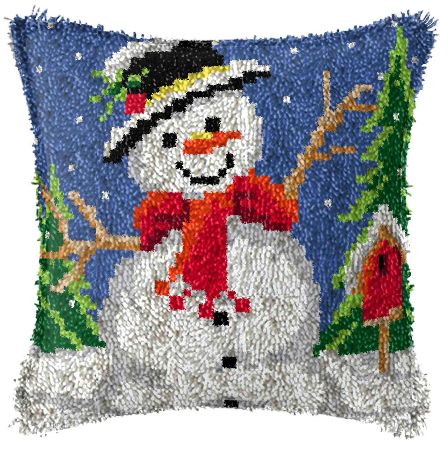 Christmas Snowman Latch Hook Cushion Klink Haak Kussen Handwerken Knooppakket Smyrna Pakket Kit | Дом и сад