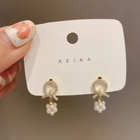 zdmxjl 2021 new arrival fashion womens earrings fine cross zircon pearl ball earrings for women party jewelry drop shipping