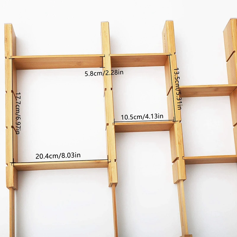 

4Pcs Bamboo Drawer Dividers Organizer with 6 Extra Mini Dividers Spring Loaded for Kitchen, Bedroom, Bathroom and Office