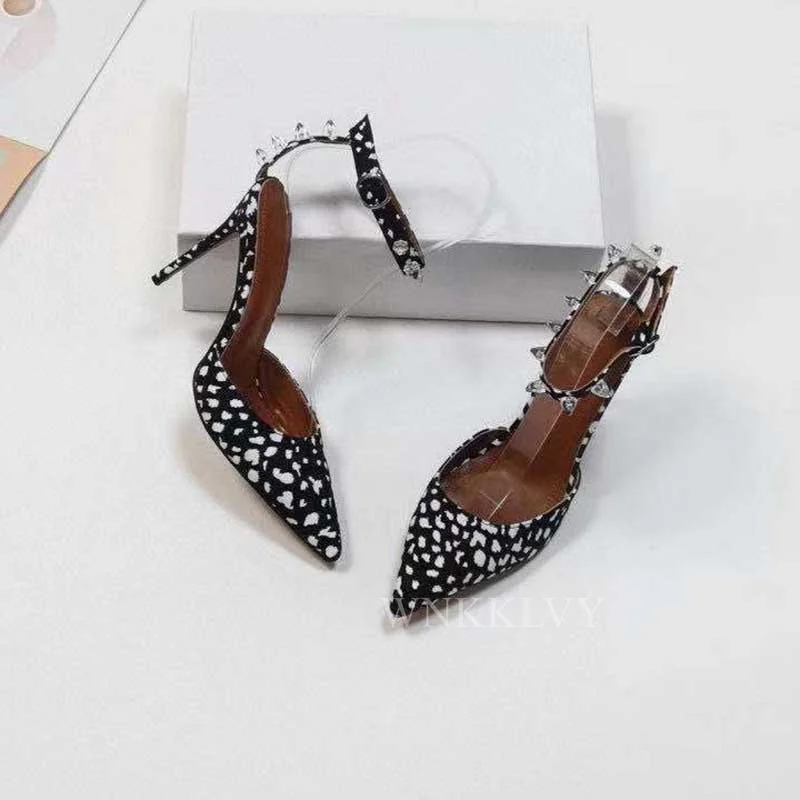 

High Heel Pumps Runway Pointed Toe Women speckle pattern Single Shoes Party Dress Shoes Sexy Stilettos sandals 2021 for ladies