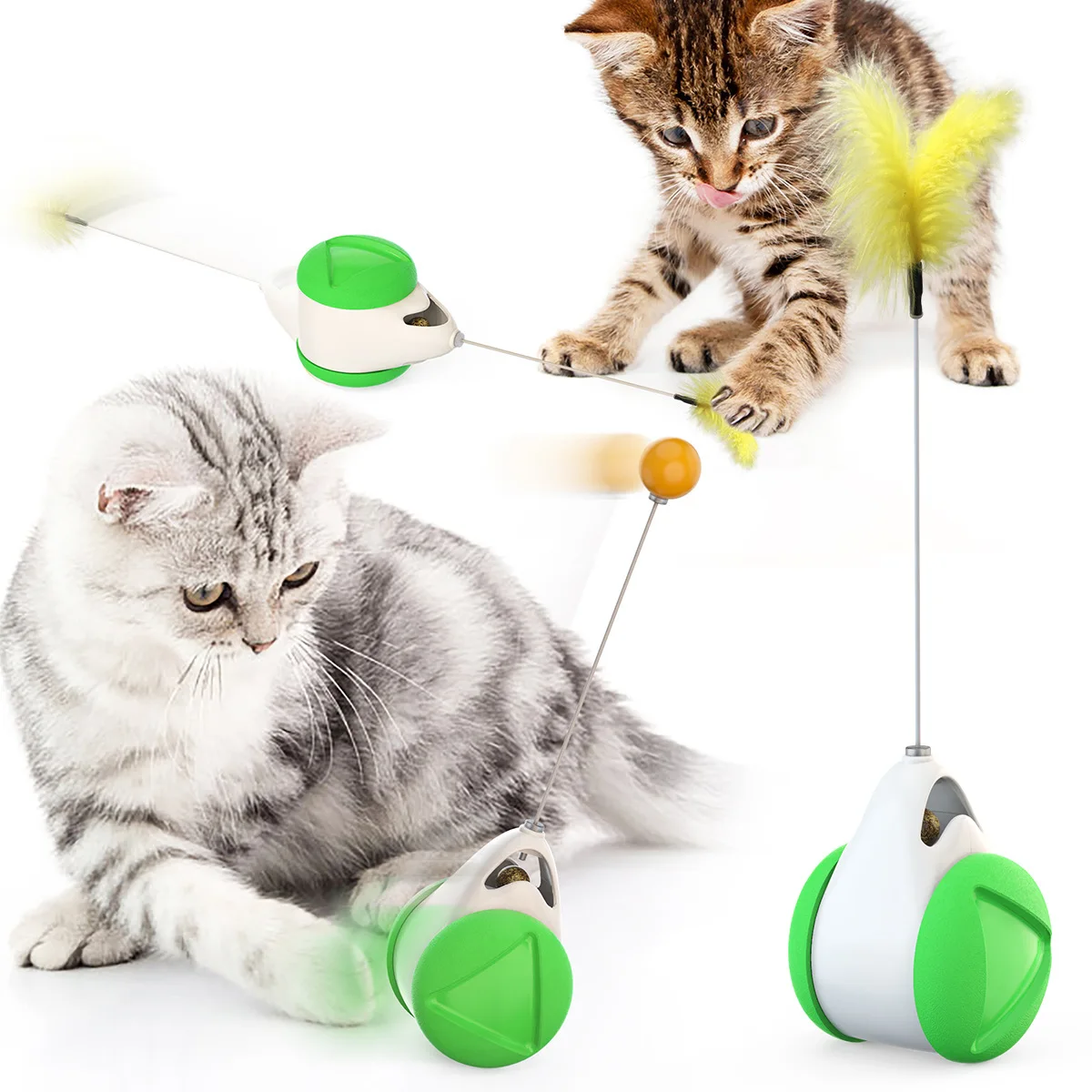 

Interactive Chase Cat Toys with Catnip 360 Degree Rotating Ball Balance Car Toy Puzzle Chaser Kitty Toys for Indoor Kitten