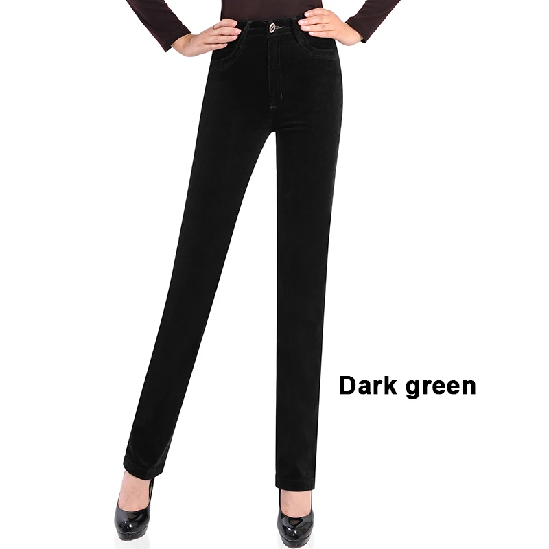 Dark green Осенне-зимняя одежда женские вельветовые брюки стрейч женские s Хлопковые женские Большие размеры женские свободные с высокой талией женские штаны - Цвет: Dark green