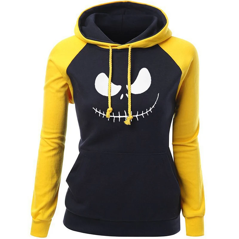 Jack Skellington, женские толстовки с принтом «Король Тыквы», свитшоты, Осень-зима, облегающий женский свитер, уличная одежда в стиле хип-хоп