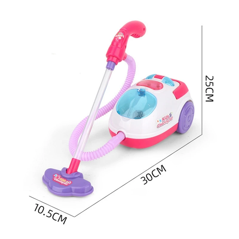 

Pretend Play Toy Vacuum Cleaner Toy for Kids Housekeeping Cleaning Trolley Play Set Mini Clean Up Cart